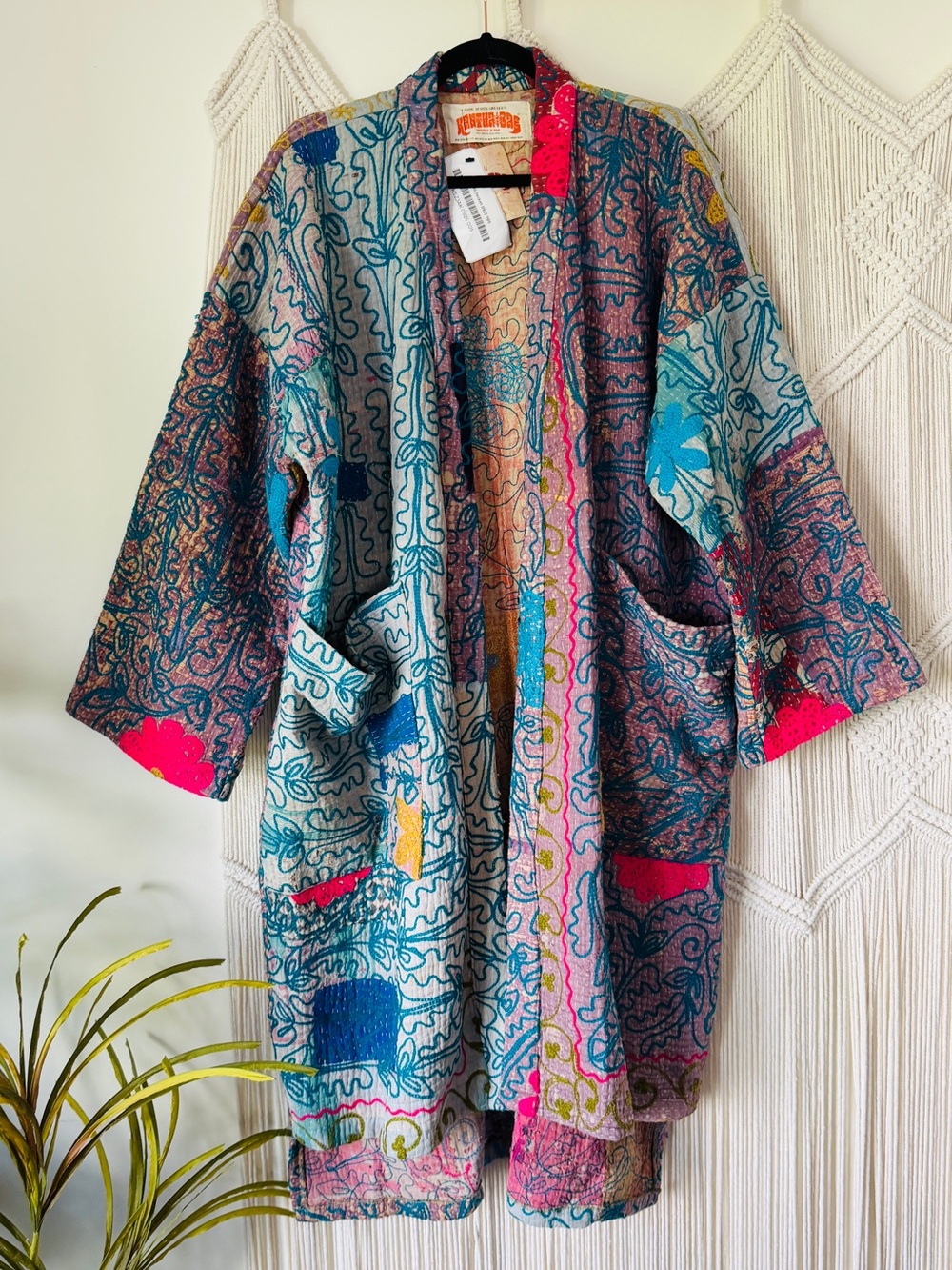 Kantha Bae Vintage Sari Fine Kantha Suzani Jacket Coat OS NWT
